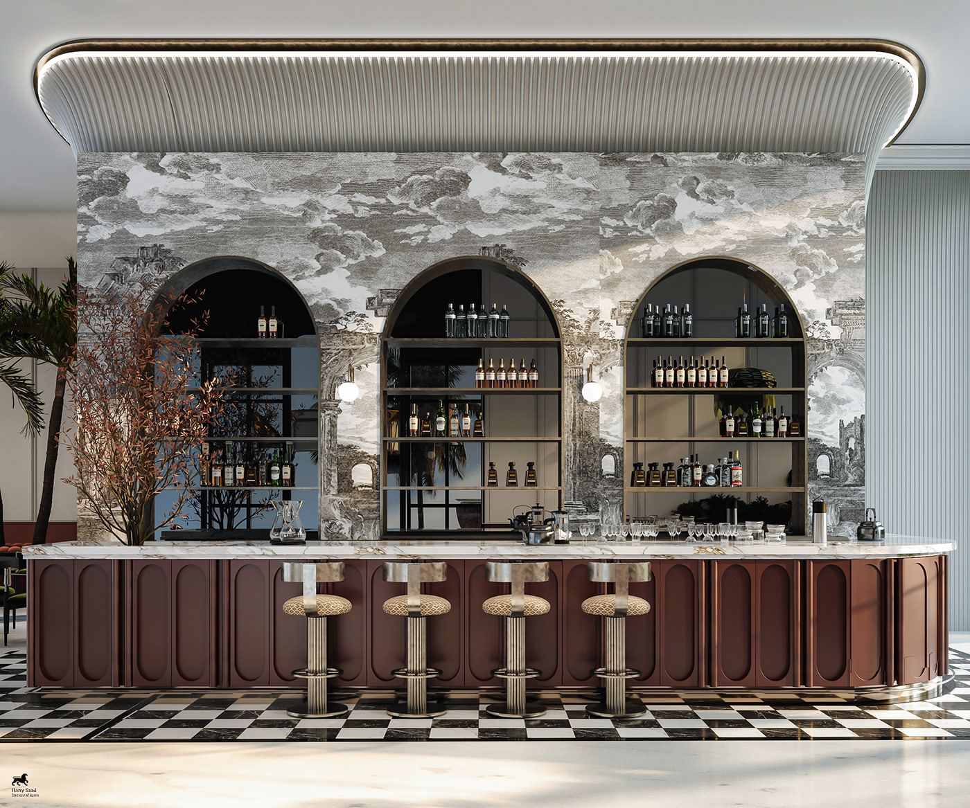 interior design  3ds max visualization Render restaurant Retail eclectic contemporary luxury elegant