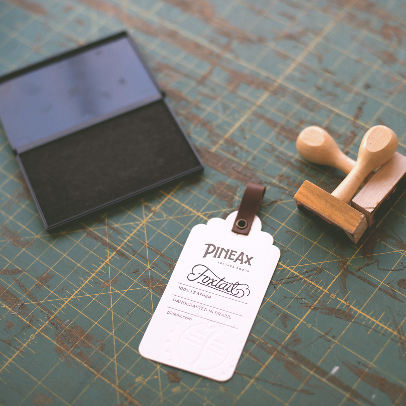 lettering handmade handcraft leather identity pine ax