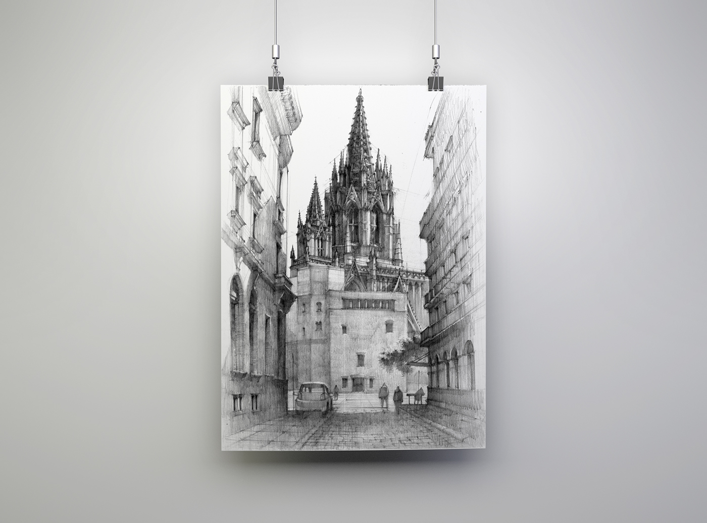 domin barcelona cathedral Drawing  poznan poland