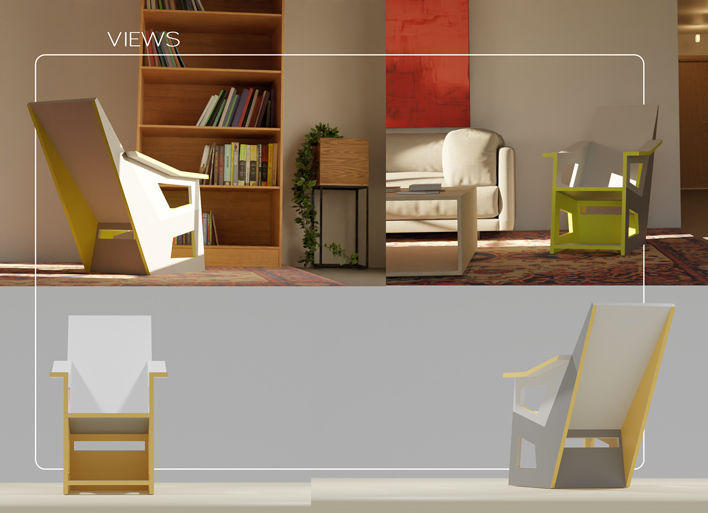 product design  industrial furniture 3D interior design  geometric destijl