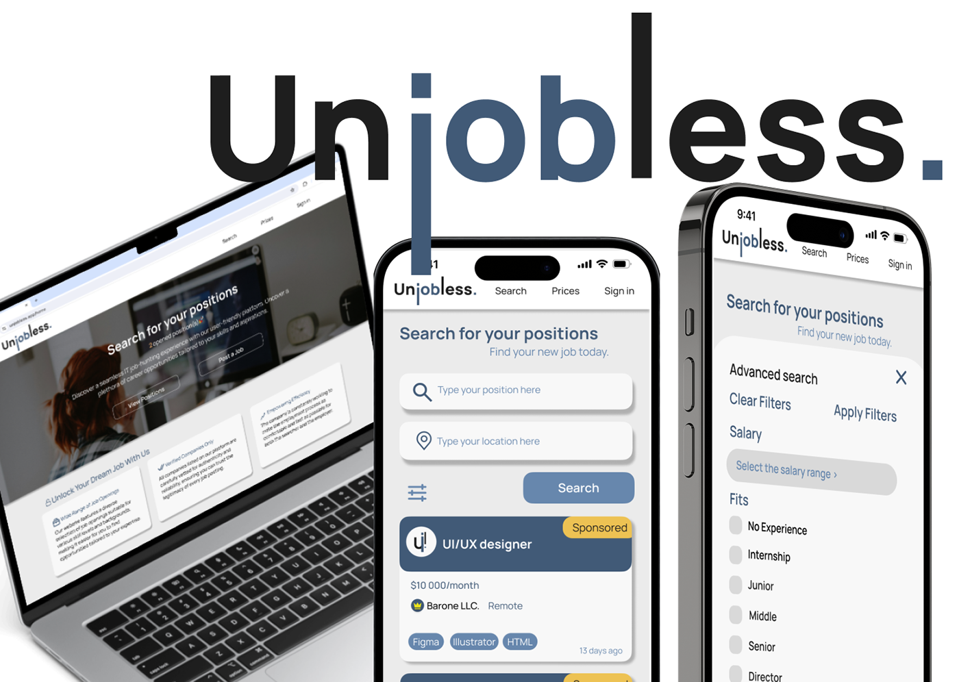 UI/UX ui design Website Design Adaptive mobile desktop Job Search job Job Platform