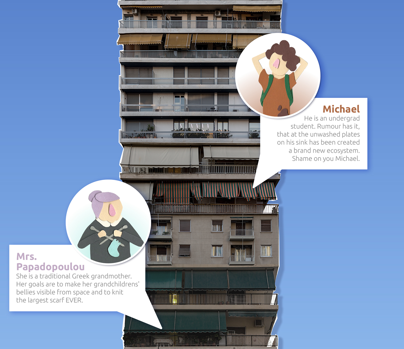cut out Photography  athens Character design collage building Condo story self project