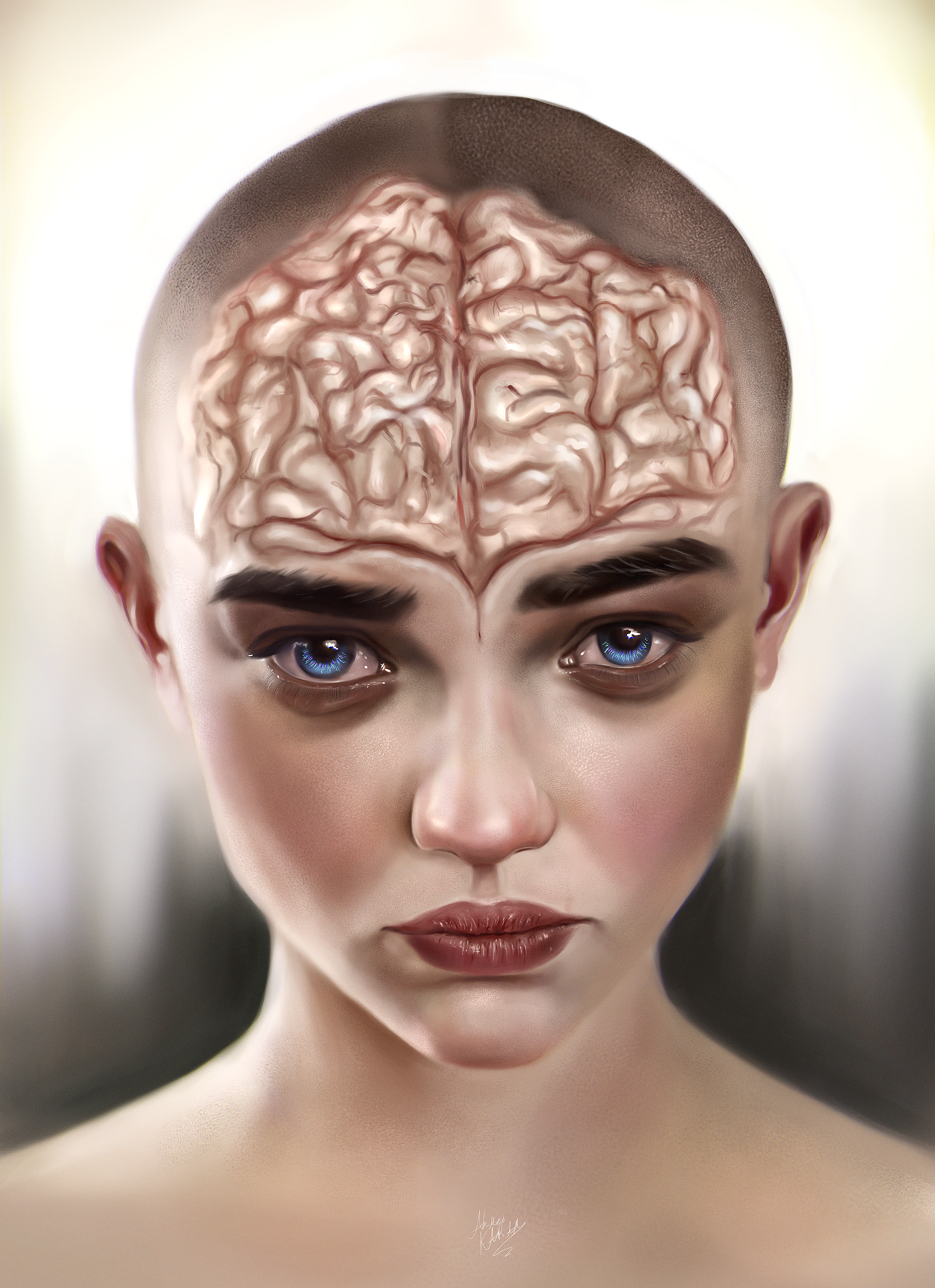 Cyberpunk Drawing  digitalart digitalpainting portrait brain surrealism girl