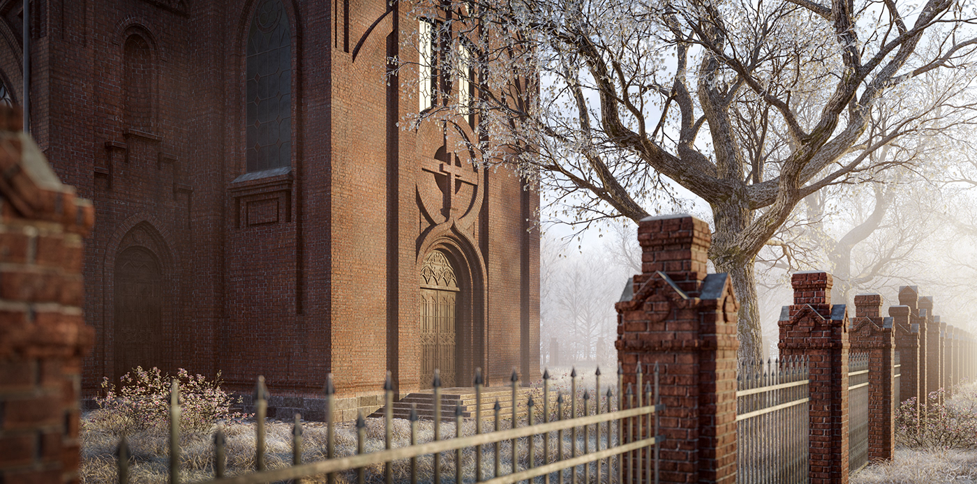 architecture church reconstruction winter frozen belarus free model temple gothic