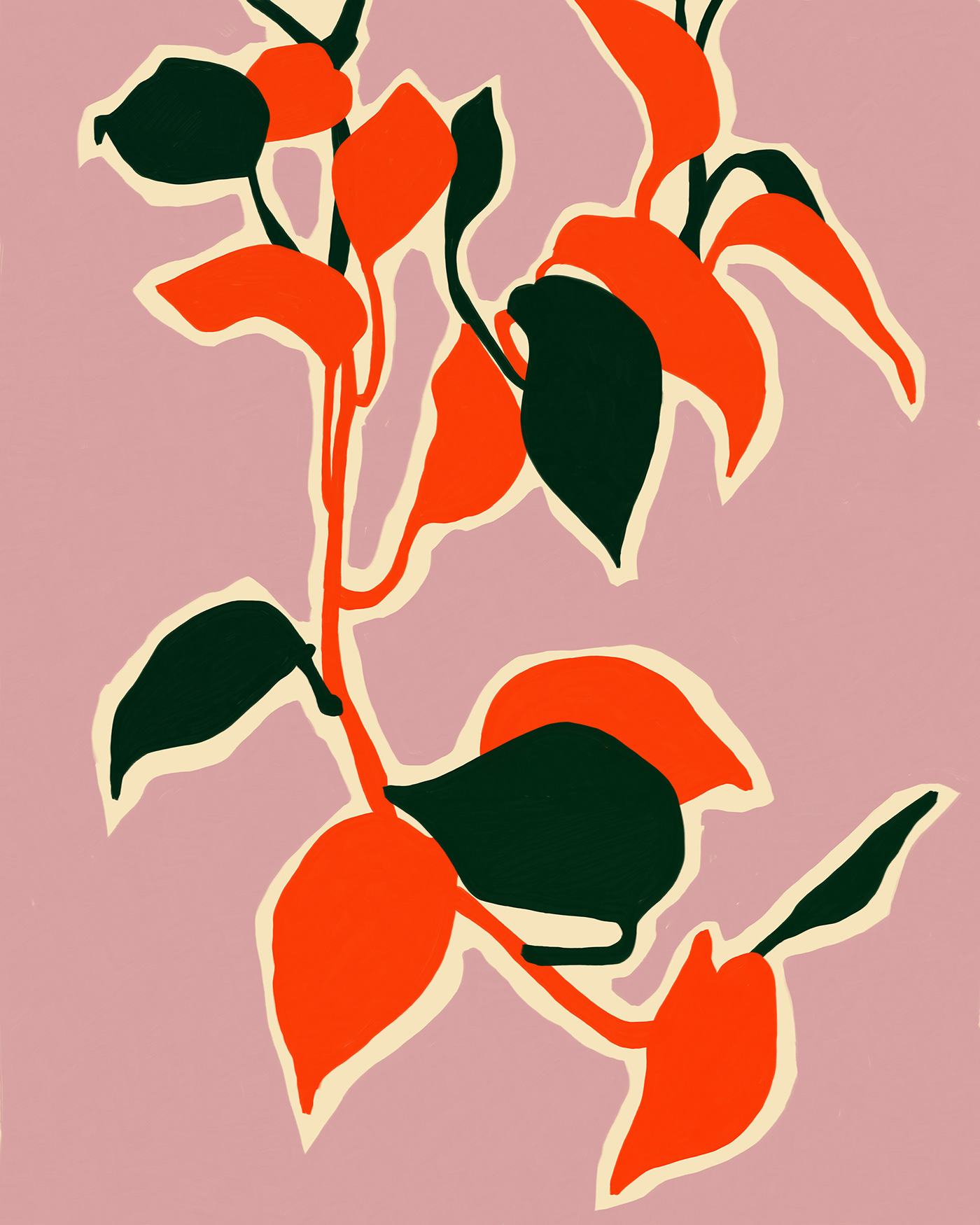 ILLUSTRATION  Digital Art  Drawing  leaves leaf orange design purple abstract vector