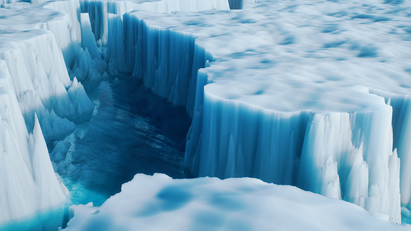 Landscape glacier CGI Nature ice 3D Arctic Ocean sea water