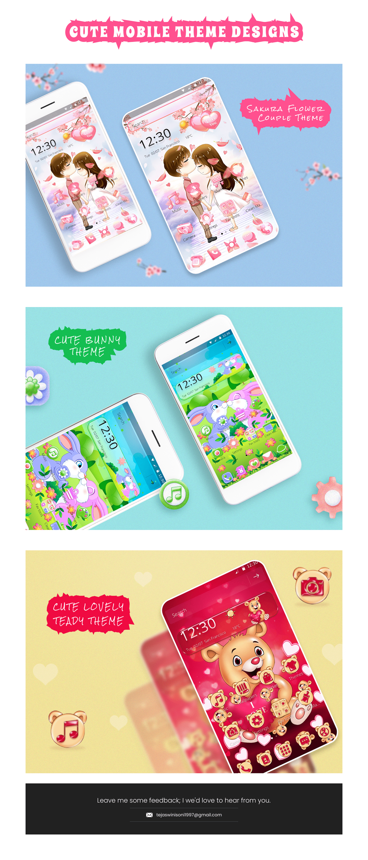 android theme cute design Flowers graphic design  mobile cute theme mobile theme sakura spring CM LAUNCHER THEME