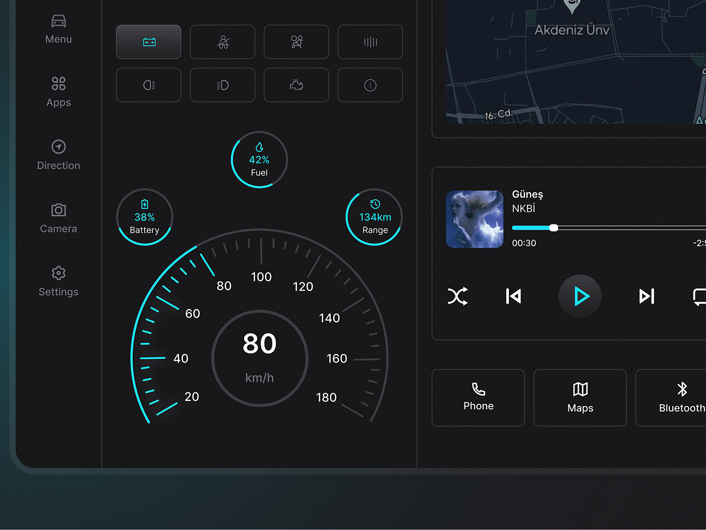 dashboard UI/UX ui design Figma uidesign panel CarUI car ınterface ınterfacedesign prodact design