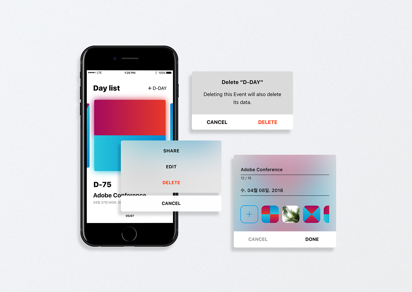 MadeWithAdobeXd adobexd xD daylist D-Day app GUI ux mobile adobeawards