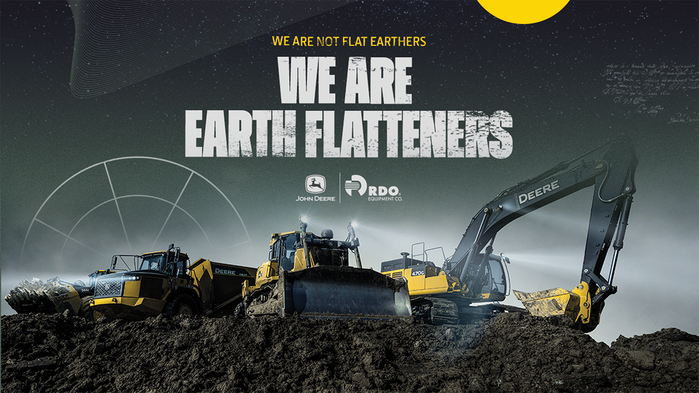art direction  brand identity Campaign Design conspiracy editorial flat earth John Deere marketing   Poster Design typography  