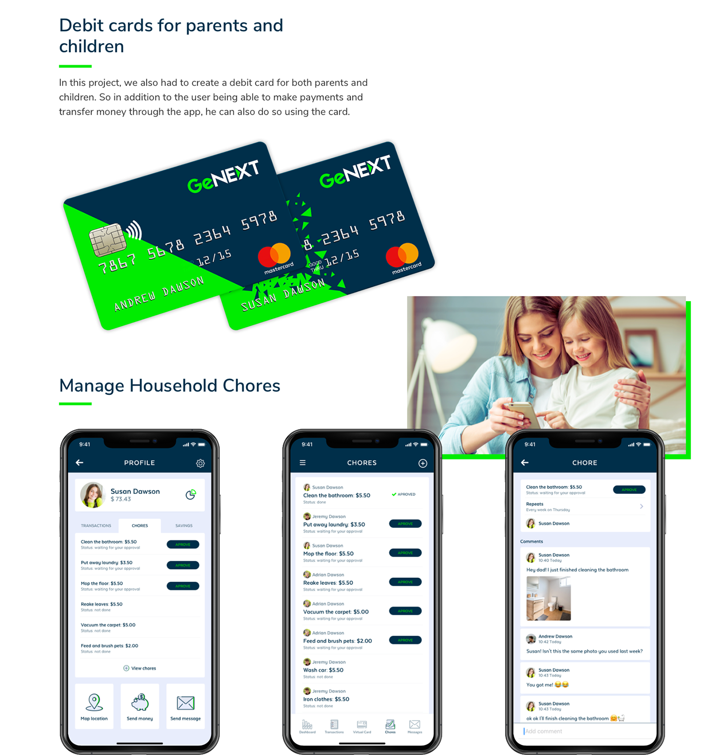 app Bank children Chore credit card Debit card finance Interface ios ux