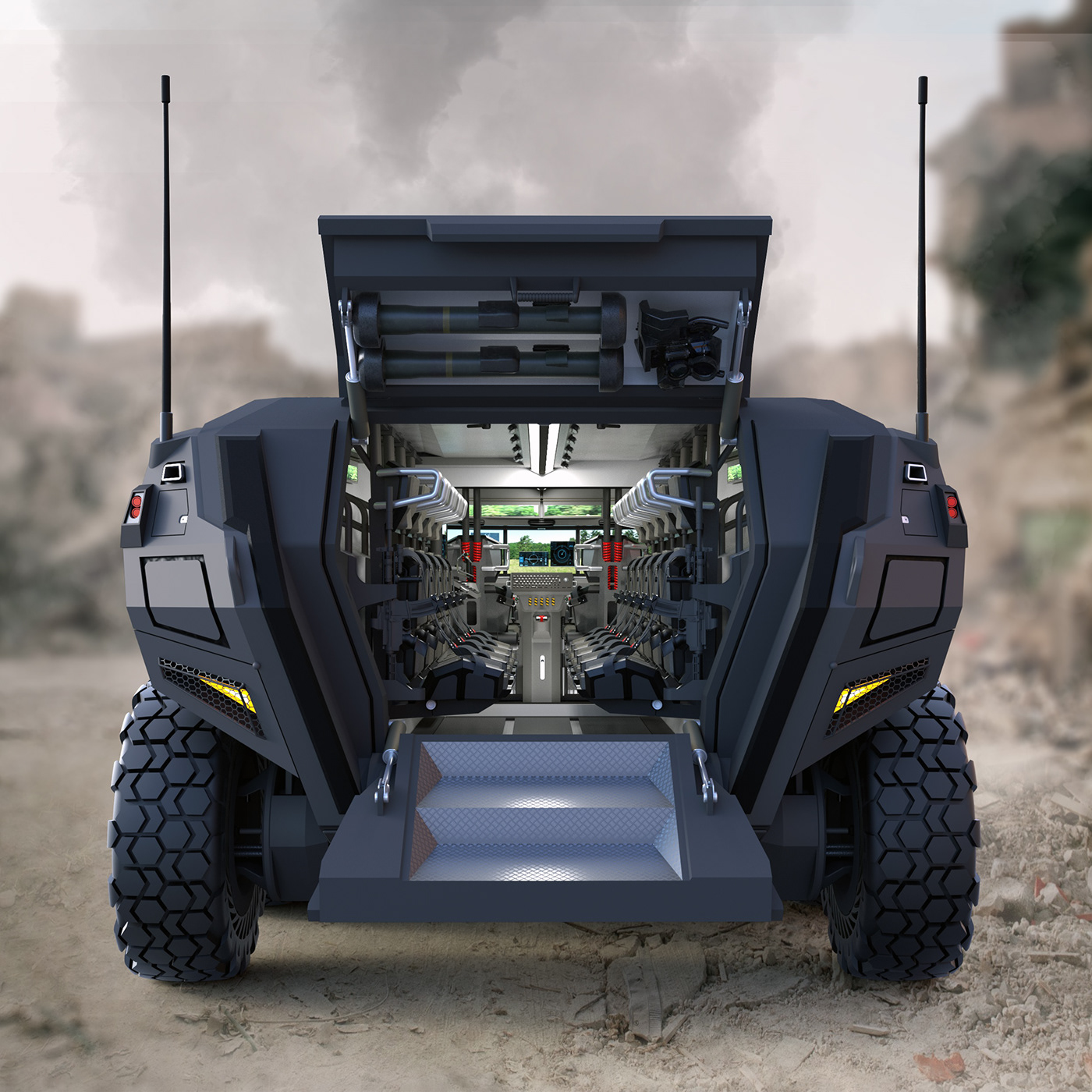 hybrid Military Vehicle Combat concept conceptual design car design Vehicle Design product design  Hybrid Vehicle