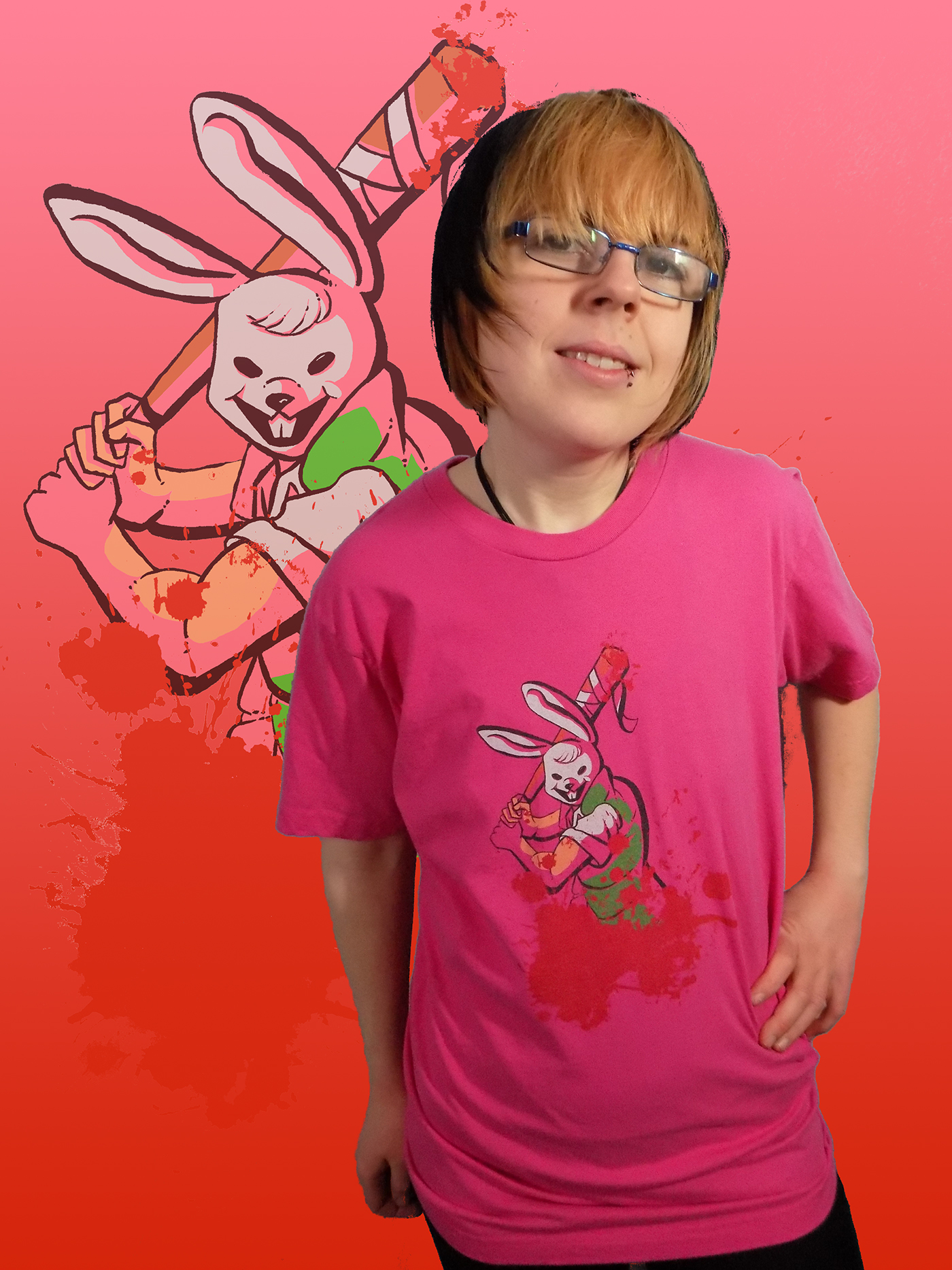 anime rabbit bunny shirt custom shirt blood gore horror