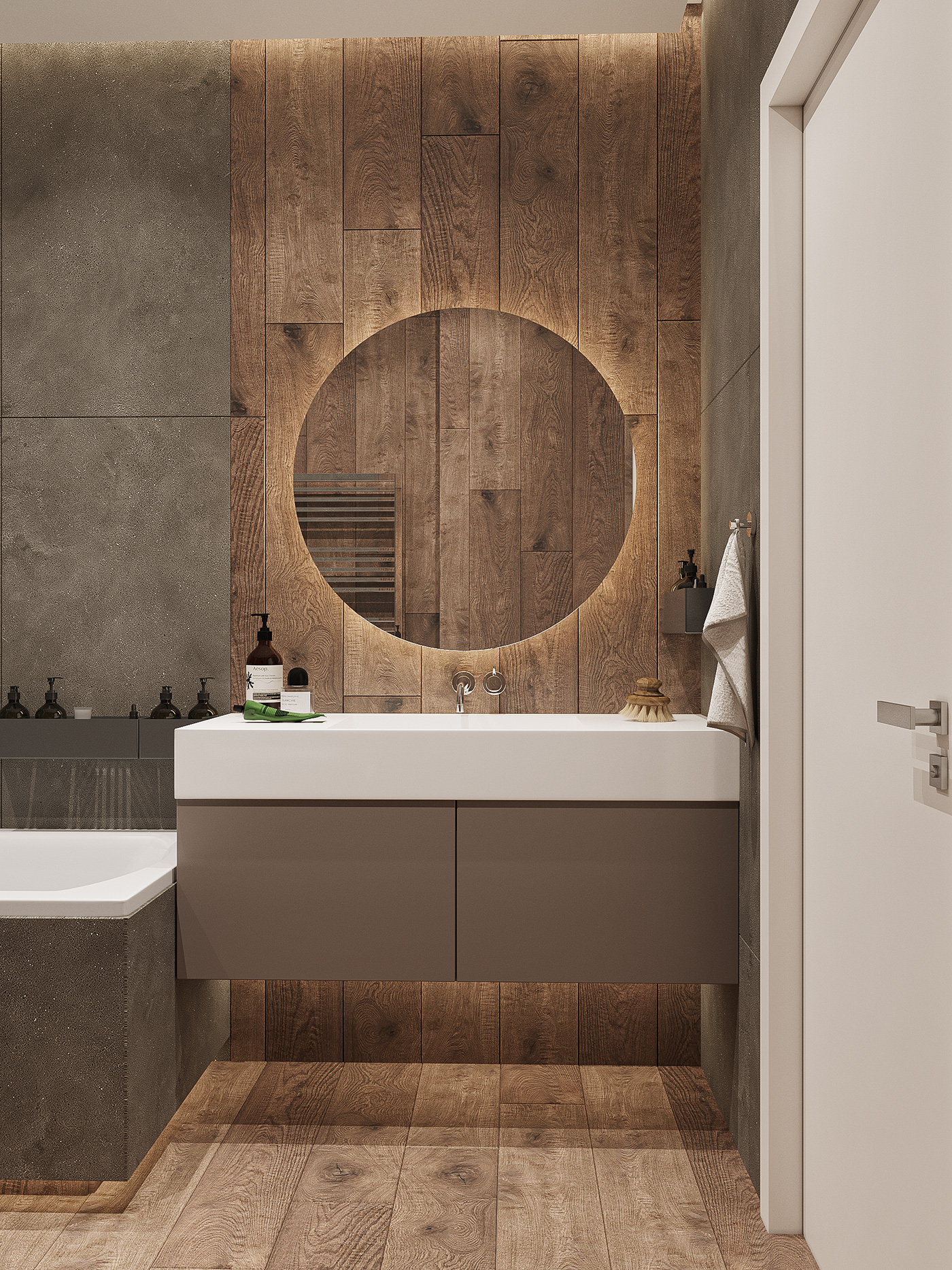bathroom dark design Interior Master visualization wood