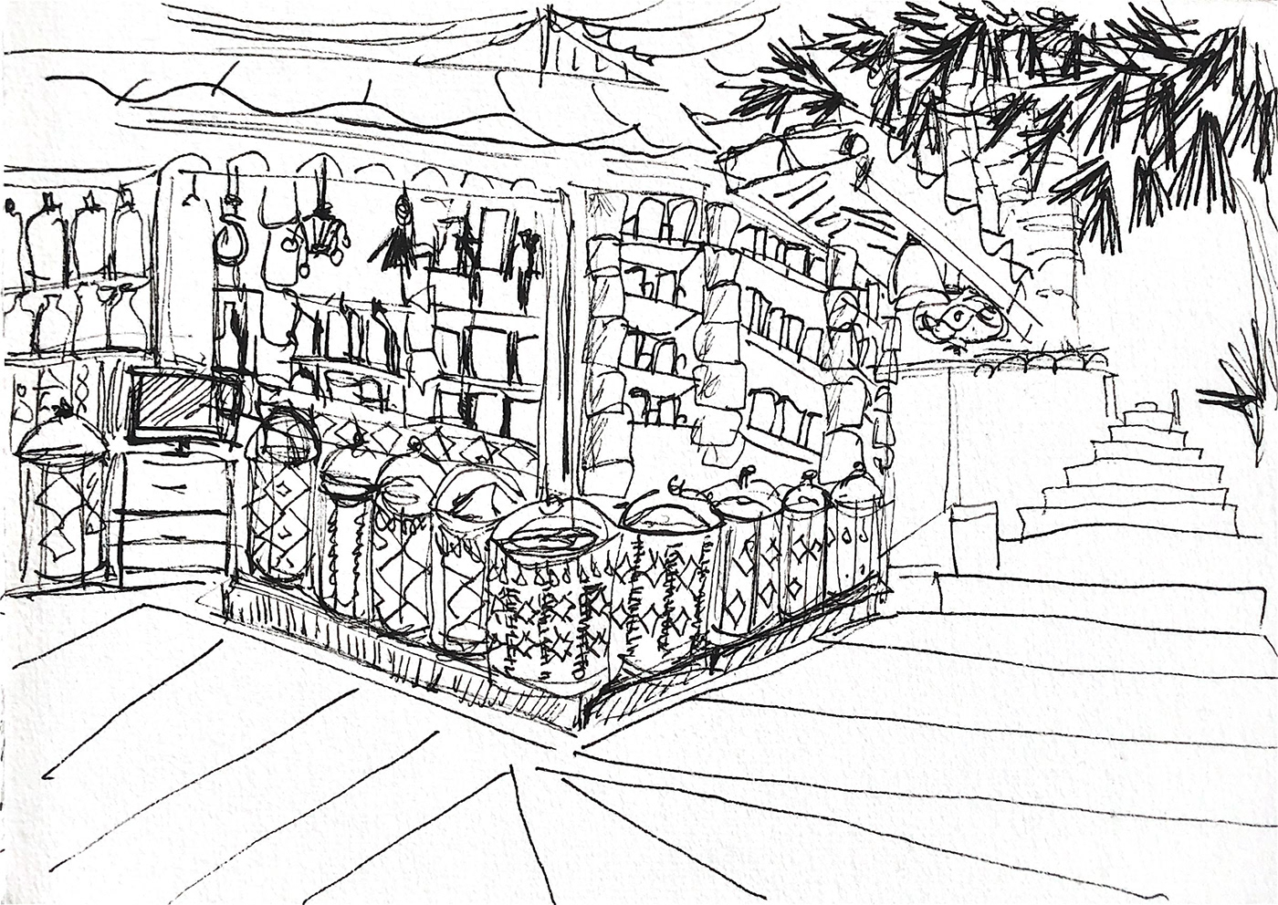 sketch ILLUSTRATION  tea architecture Turkey shop