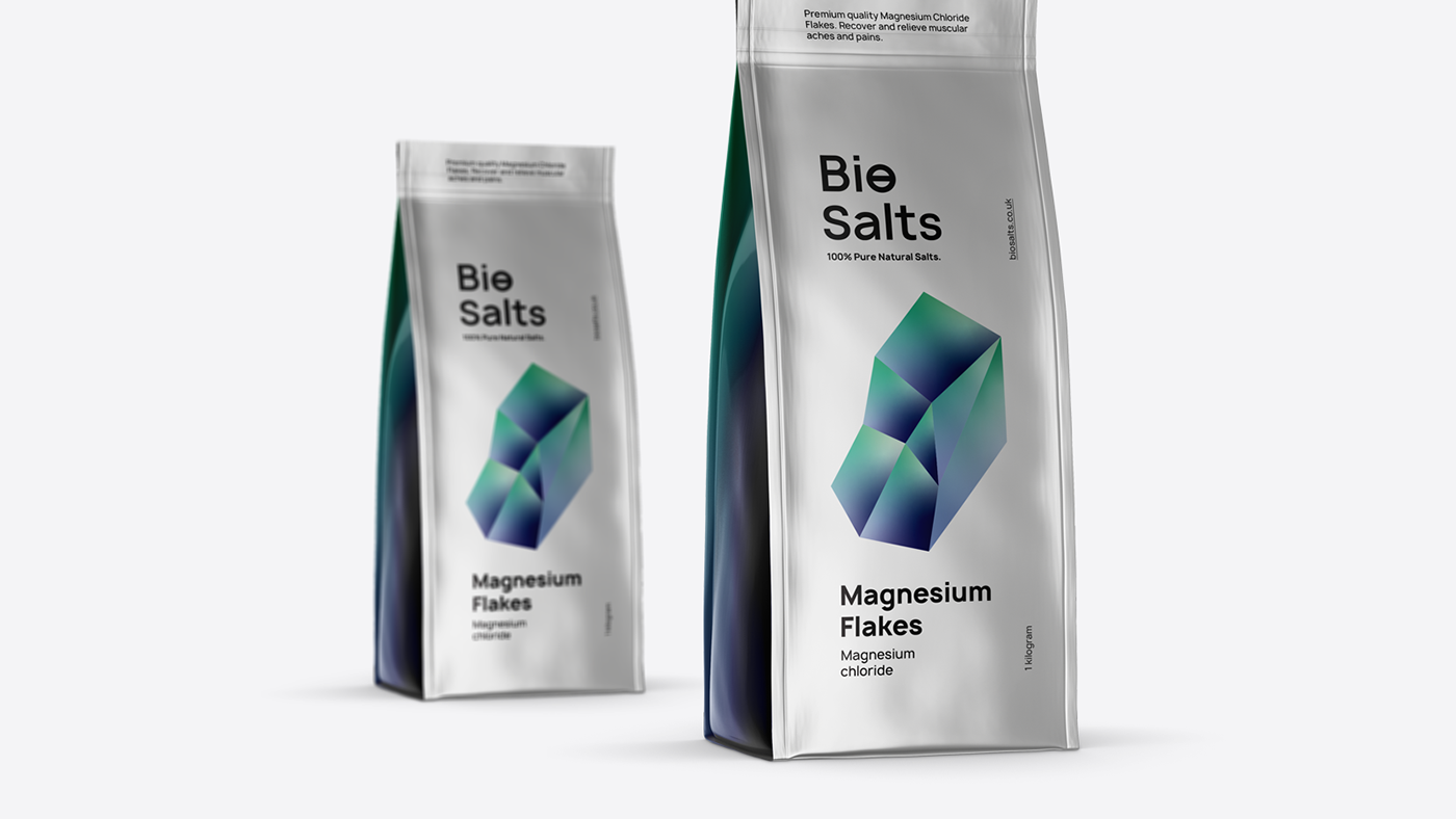 bio branding  colorful goopanic gradient logo magnesium modern Packaging Salt