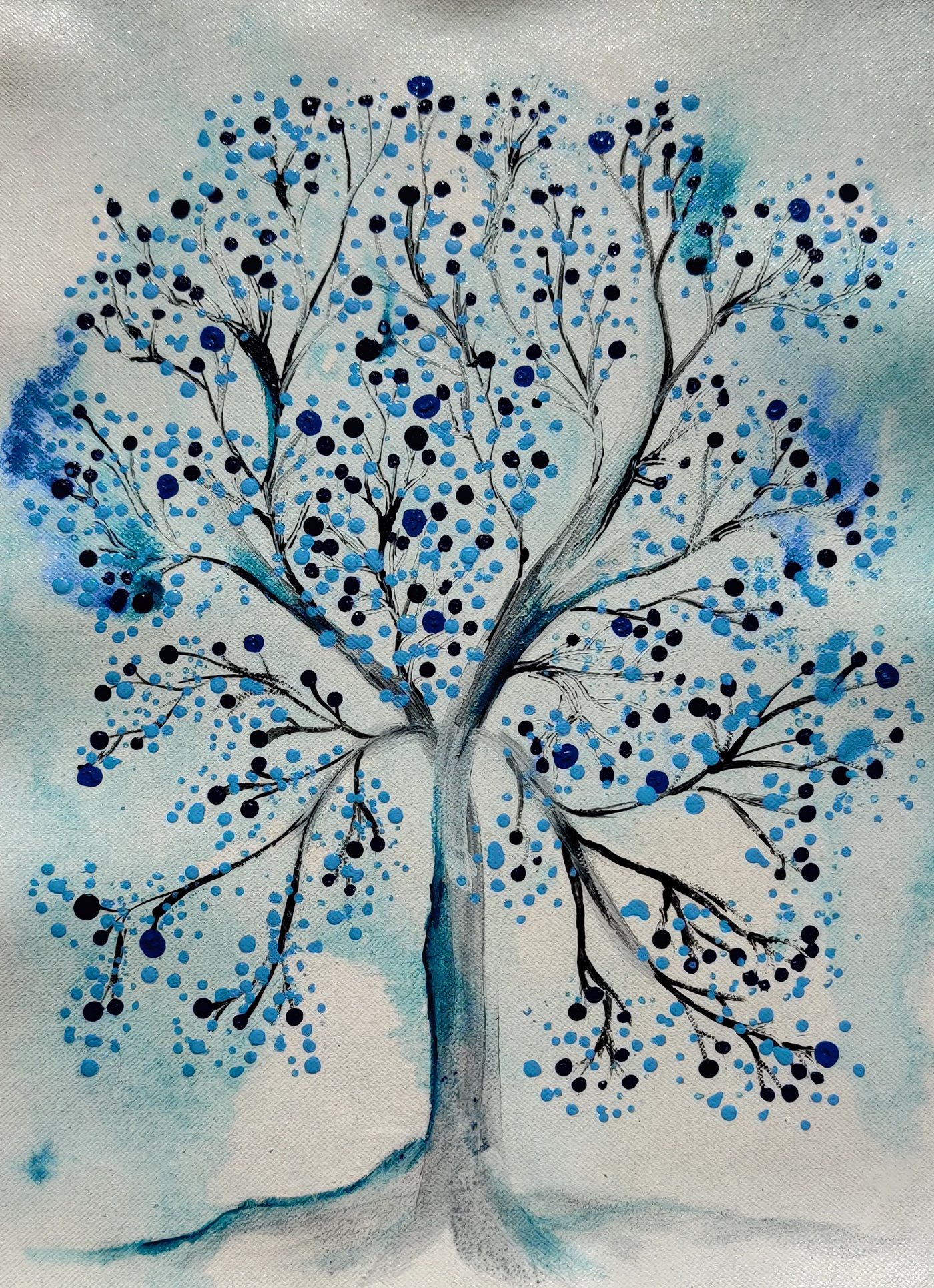 abstract blue pearl Tree  mypassionarts