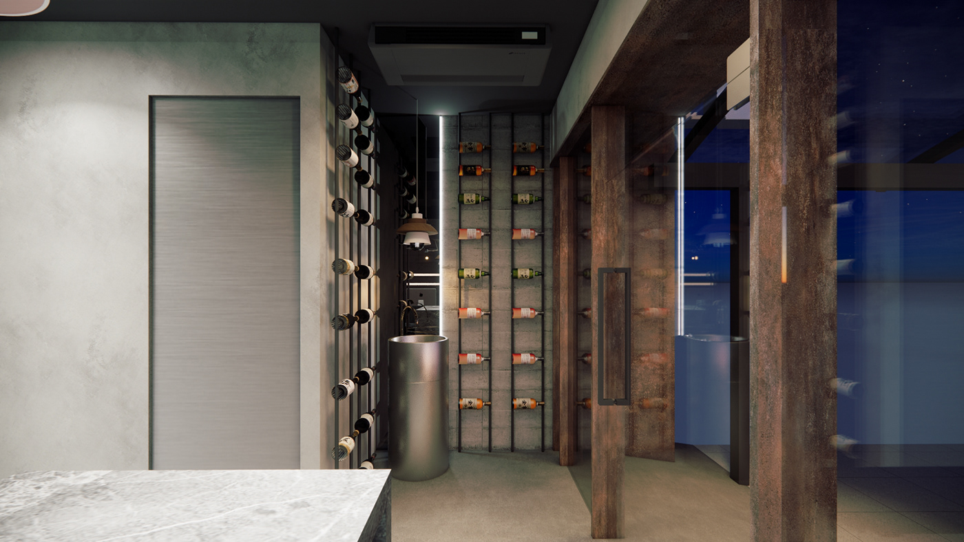 architecture industrial interiordesign Render Sake SketchUP Whisky wine wineshop