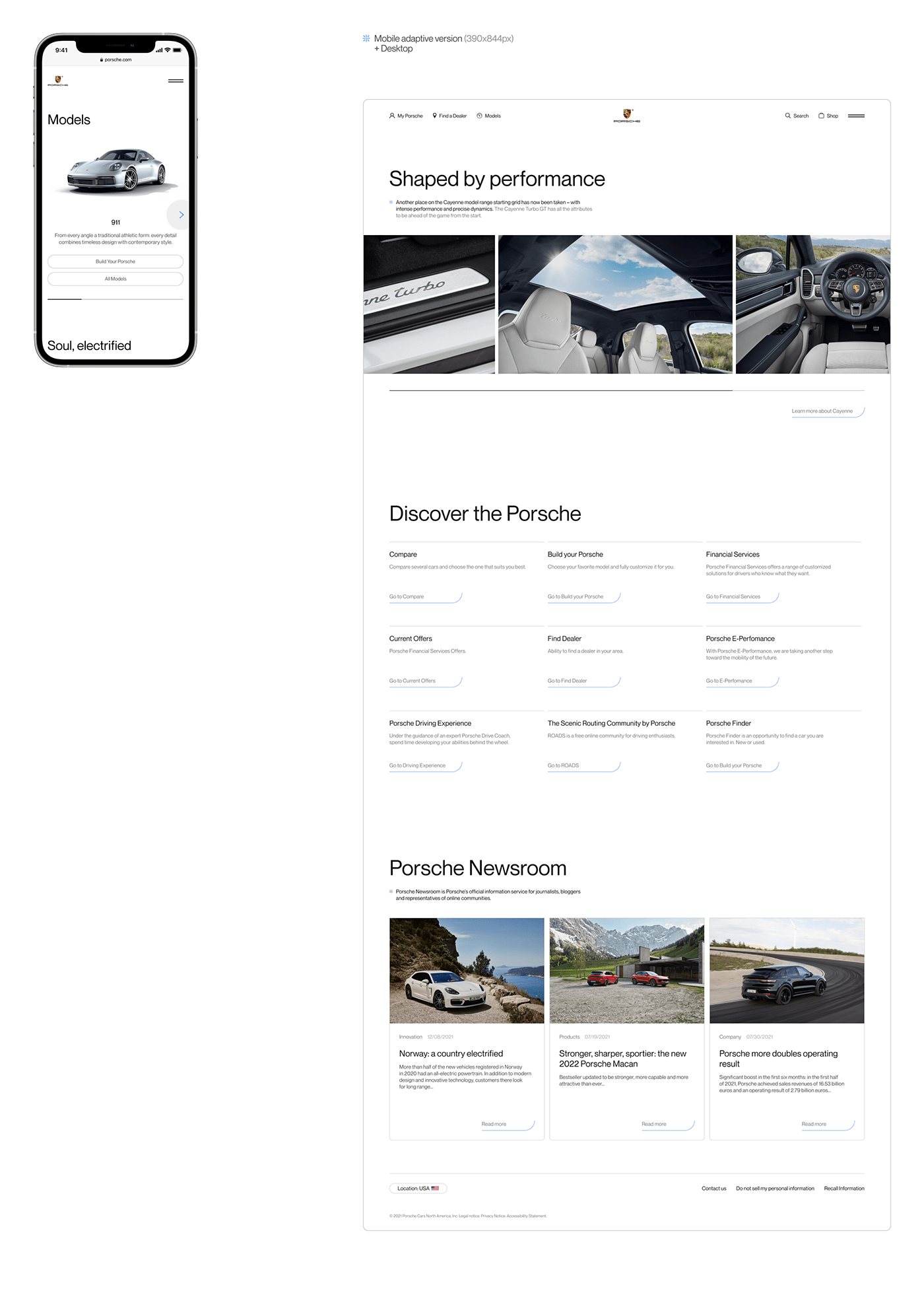 automobile concept interaction Interface mobile Porsche UI/UX user experience user interface Website