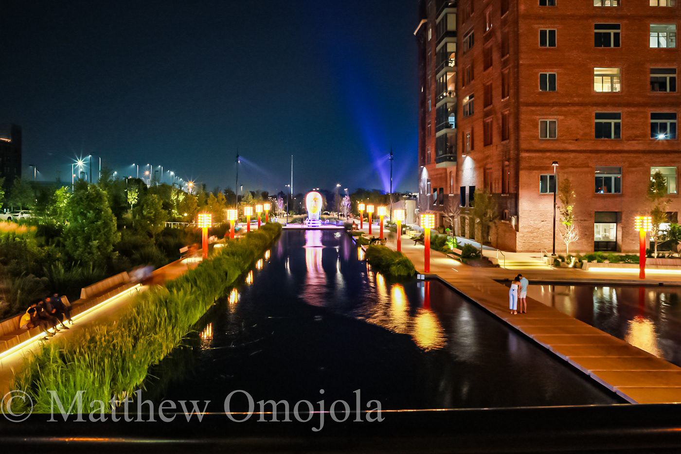 night photography omaha riverfront Downtown Omaha at night Omaha Nebraska fnbo Yinka Shonibare Jun Kaneko