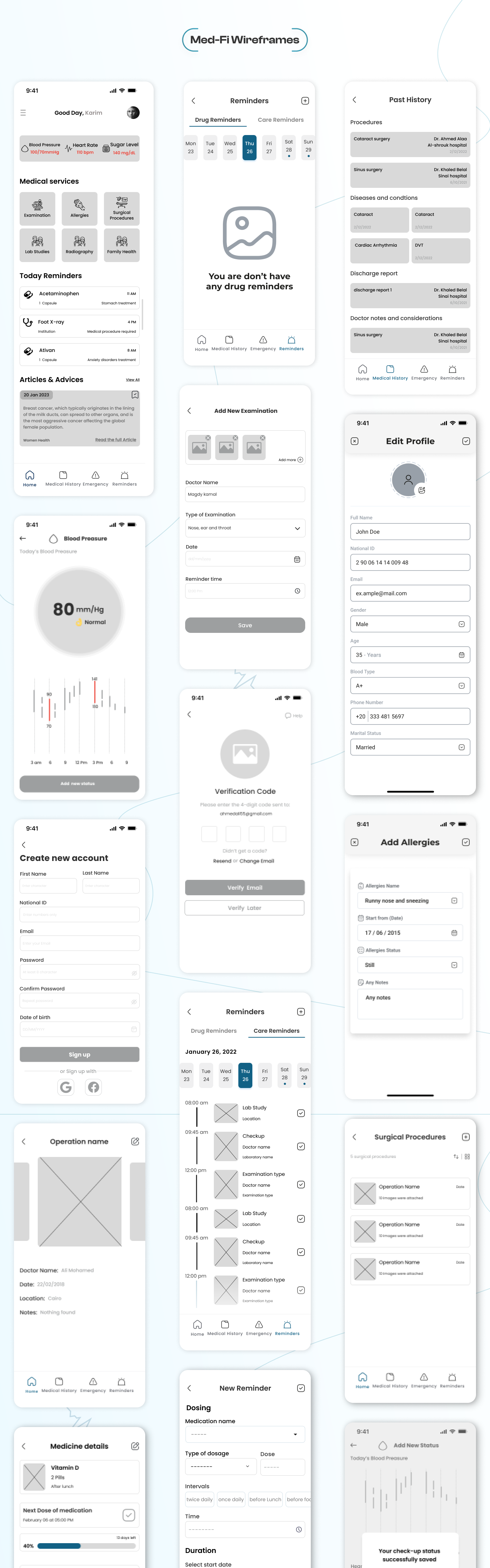 medical Health Mobile app UI/UX Case Study research Figma UI UX design user experience medical data