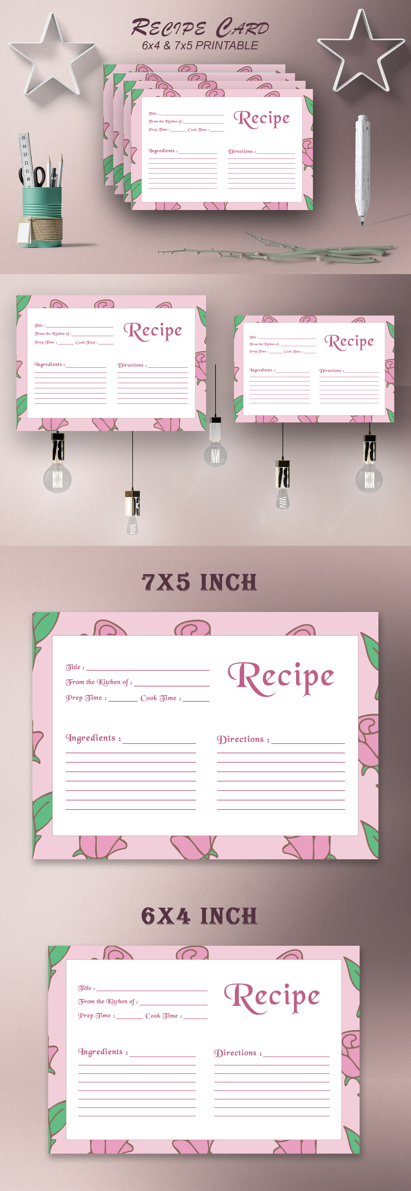 Free Recipe Card Printable Template V15 is a modern and sober recipe template for your work.