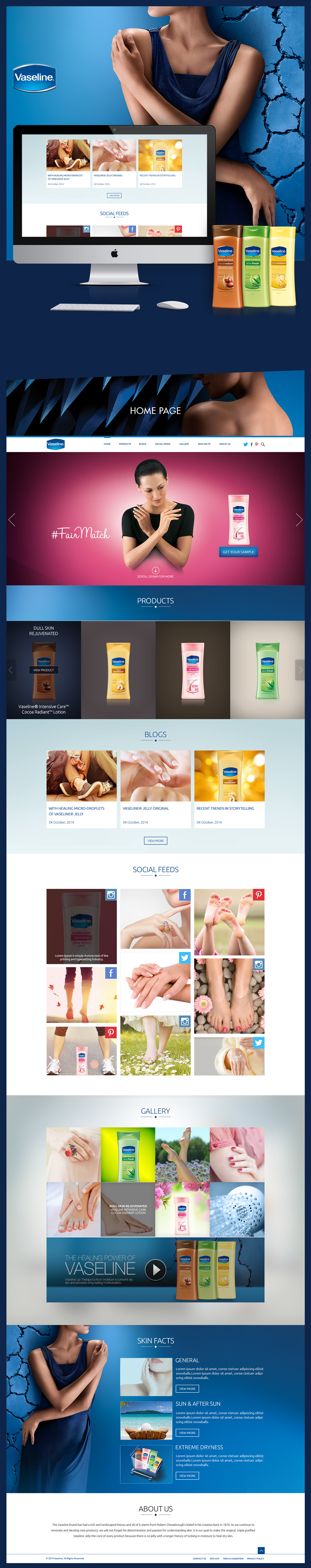 Vaseline Website Responsive parallax clean products cream Unilever