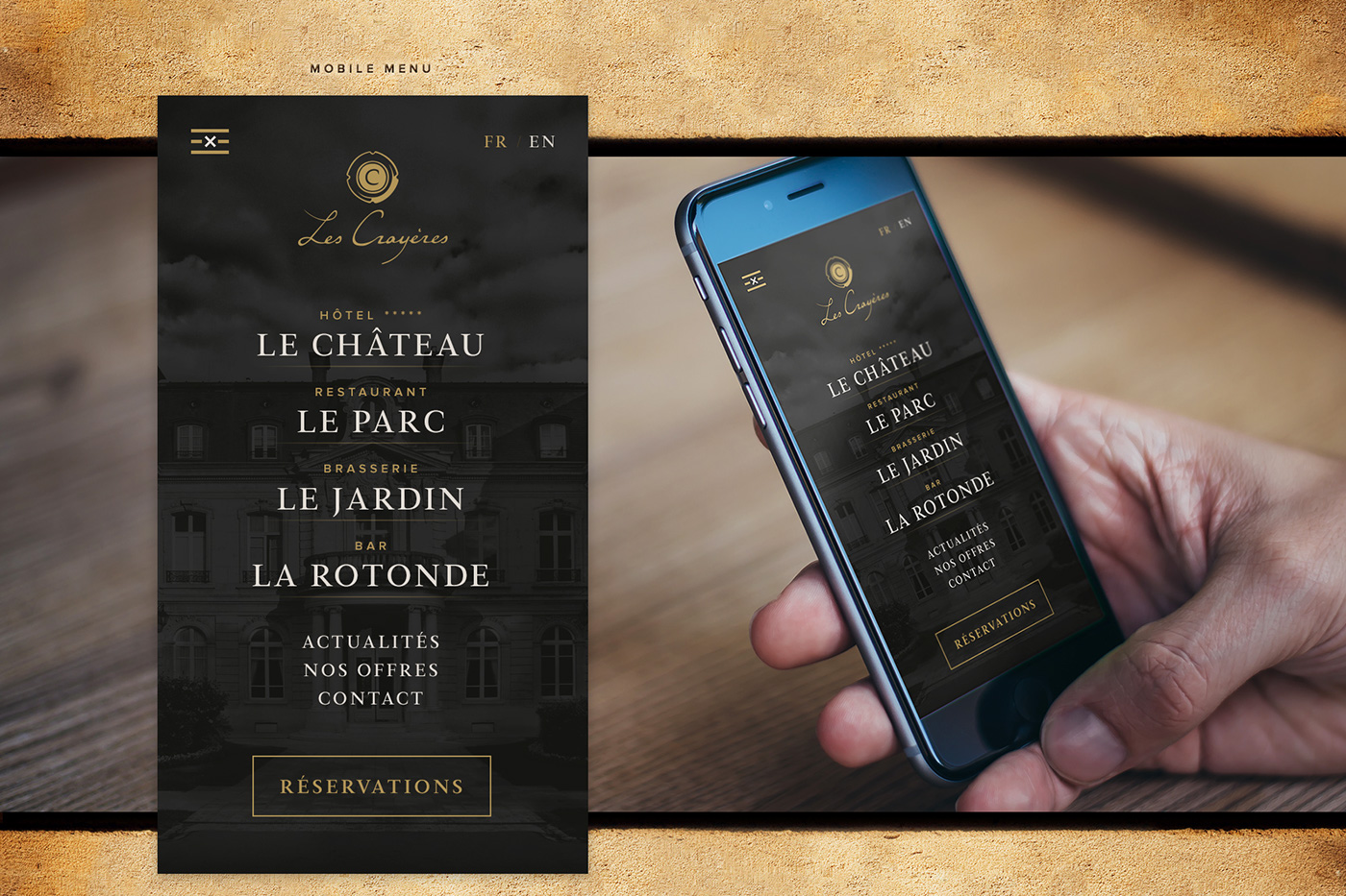 Adobe Portfolio Champagne chateau luxe hôtellerie hotel restaurant Website mobile