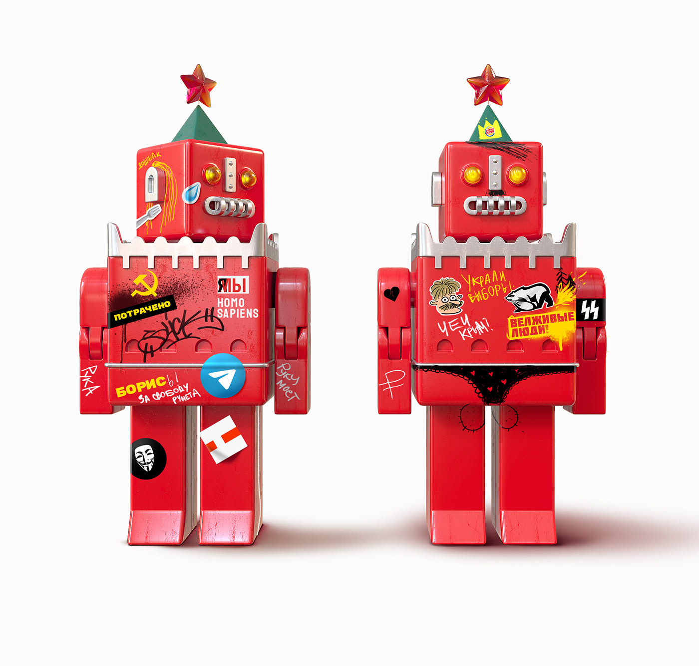 KREMLEBOT NOVALNIY robot TRANSFORVTR toy design  Kremlin Moscow putin provocation
