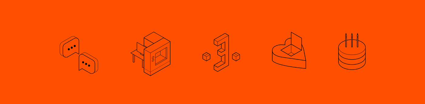branding  Icon identity Isometric logo Logotype orange outline