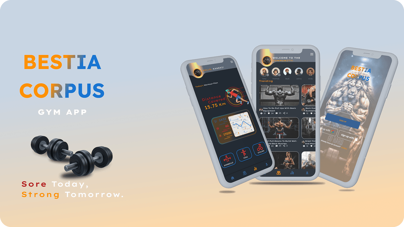 gym app design user interface UI/UX Mobile app interactive design