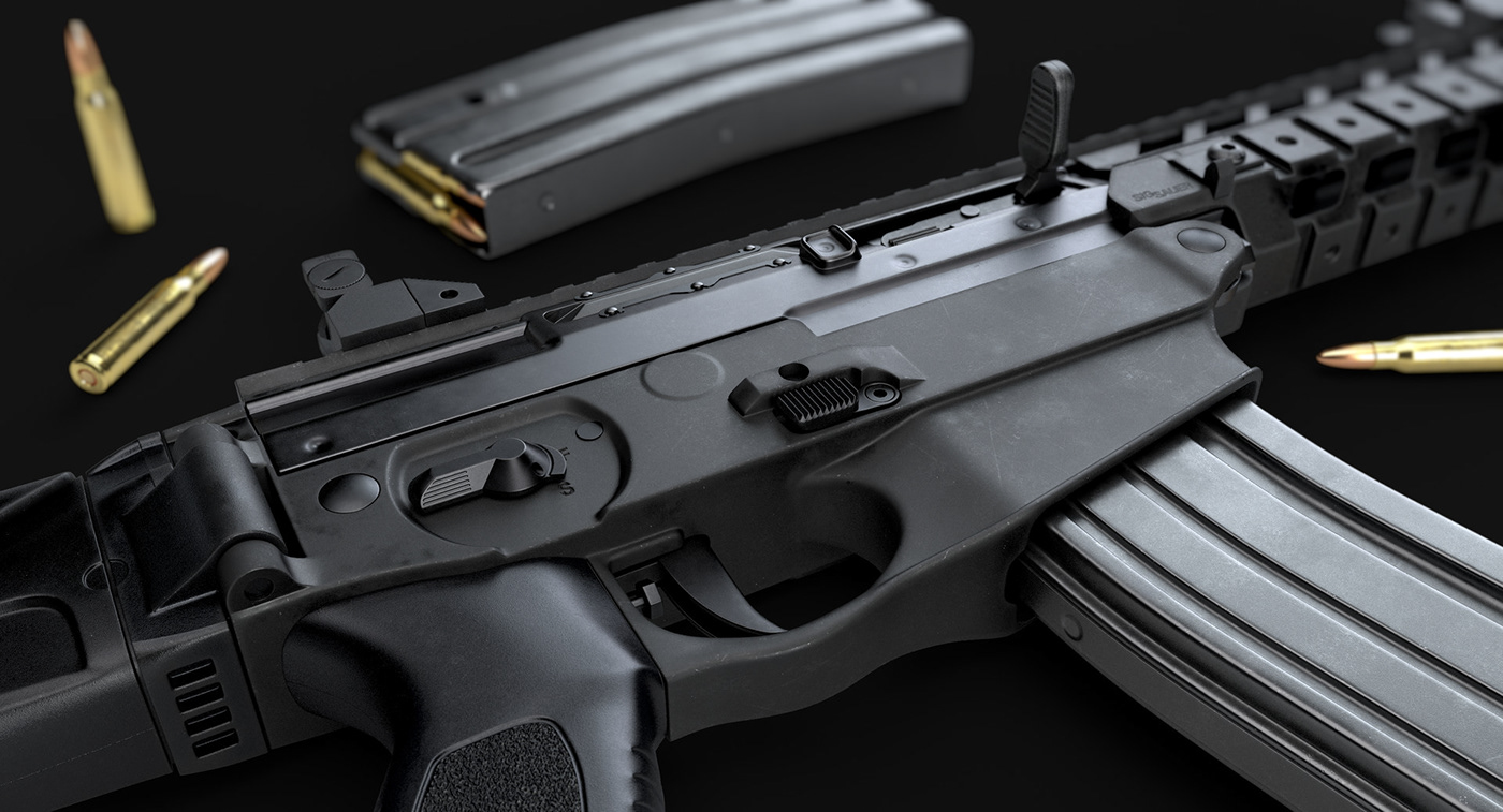 sig sauer assault rifle Weapon Military 5.56mm HardSurface vray 3D