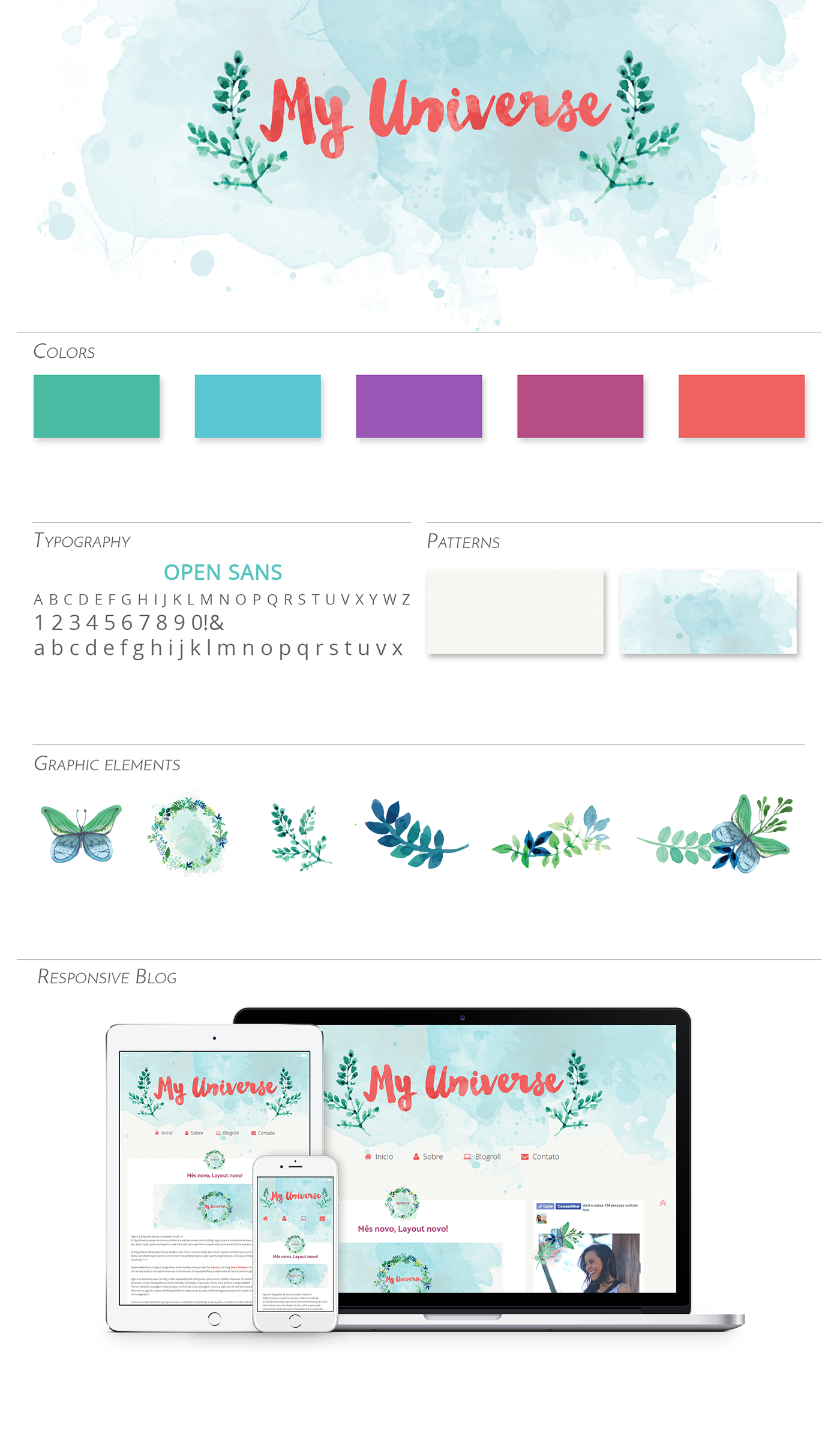 blogger responsive theme Responsive mobile web site personal blog design photoshop HTML css JavaScript watercolor watercolor layout