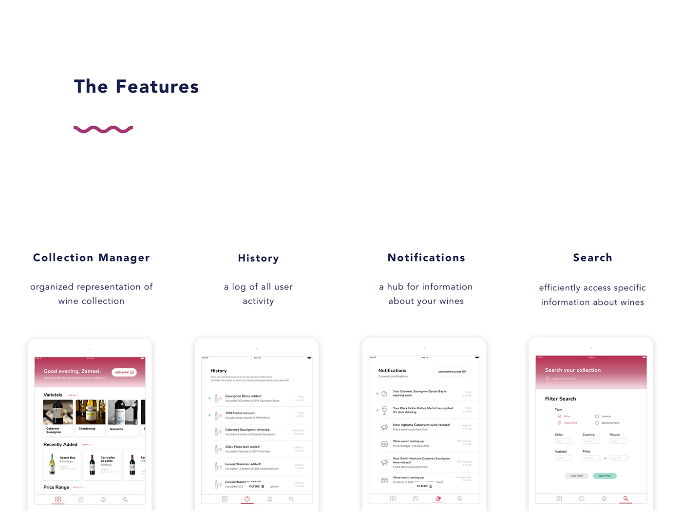 ios app design wine Management app Cellar interface design Interaction design  user experience process