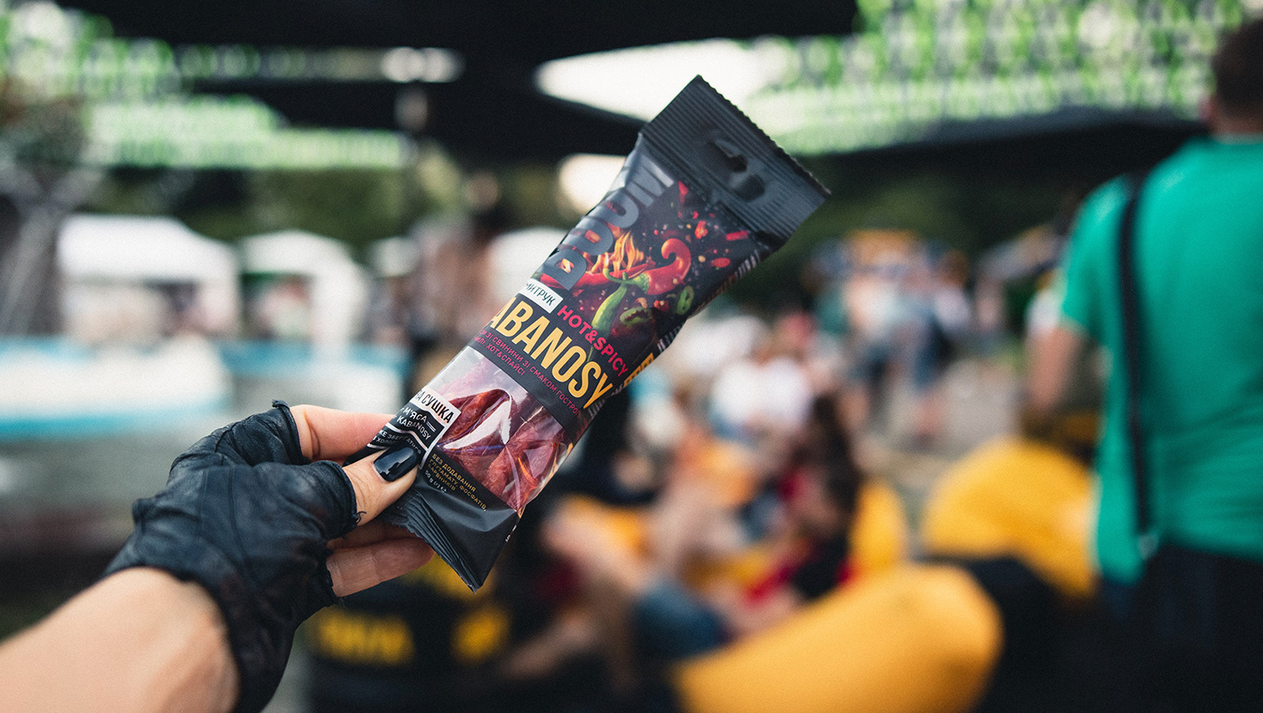 kabanosy dozen boom packaging design ukraine dmytruk hot spicy snacks sausage