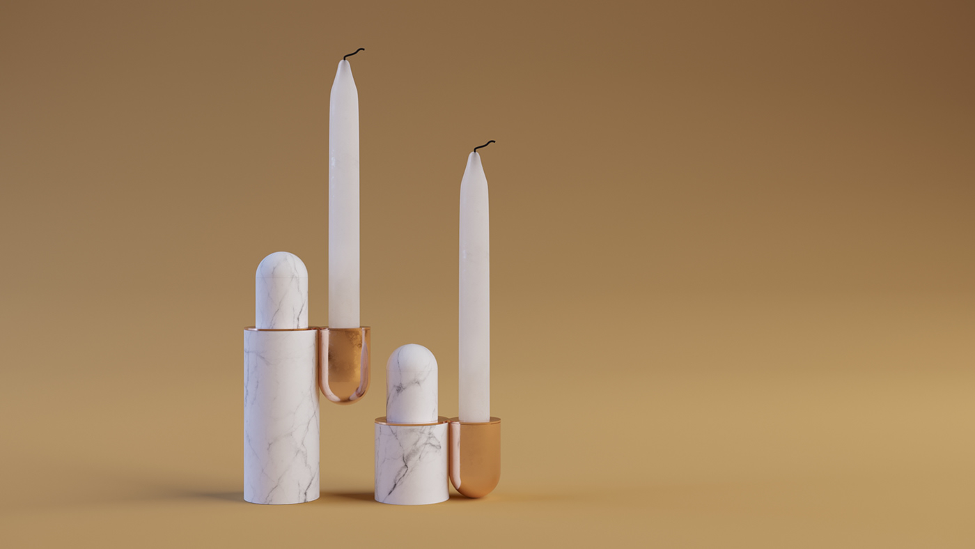 svoyastudio svoya candlestick UP&UP design Marble Metall candles