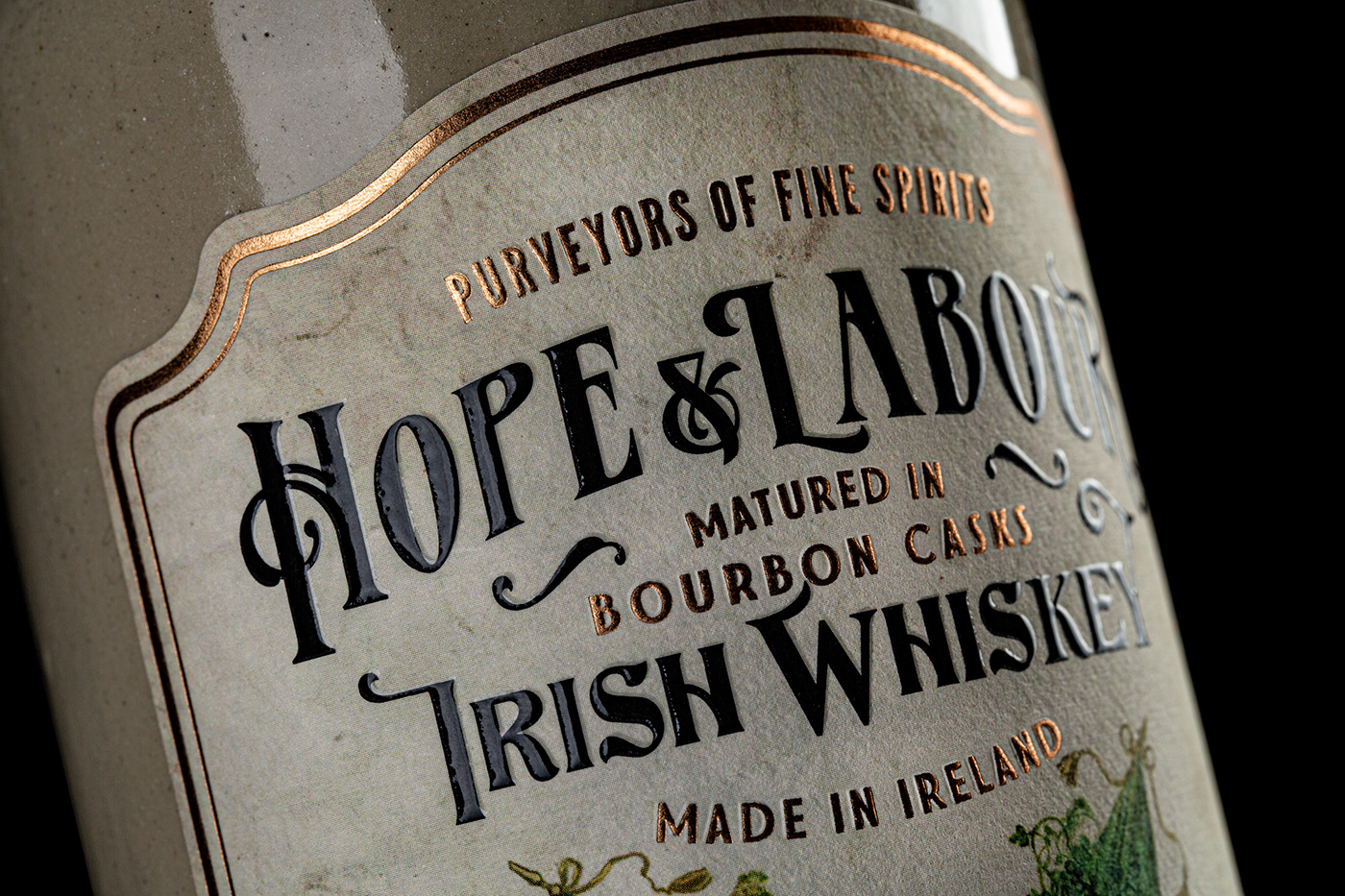 alcohol bottle foil irish Label Packaging premium Printing typography   Whiskey
