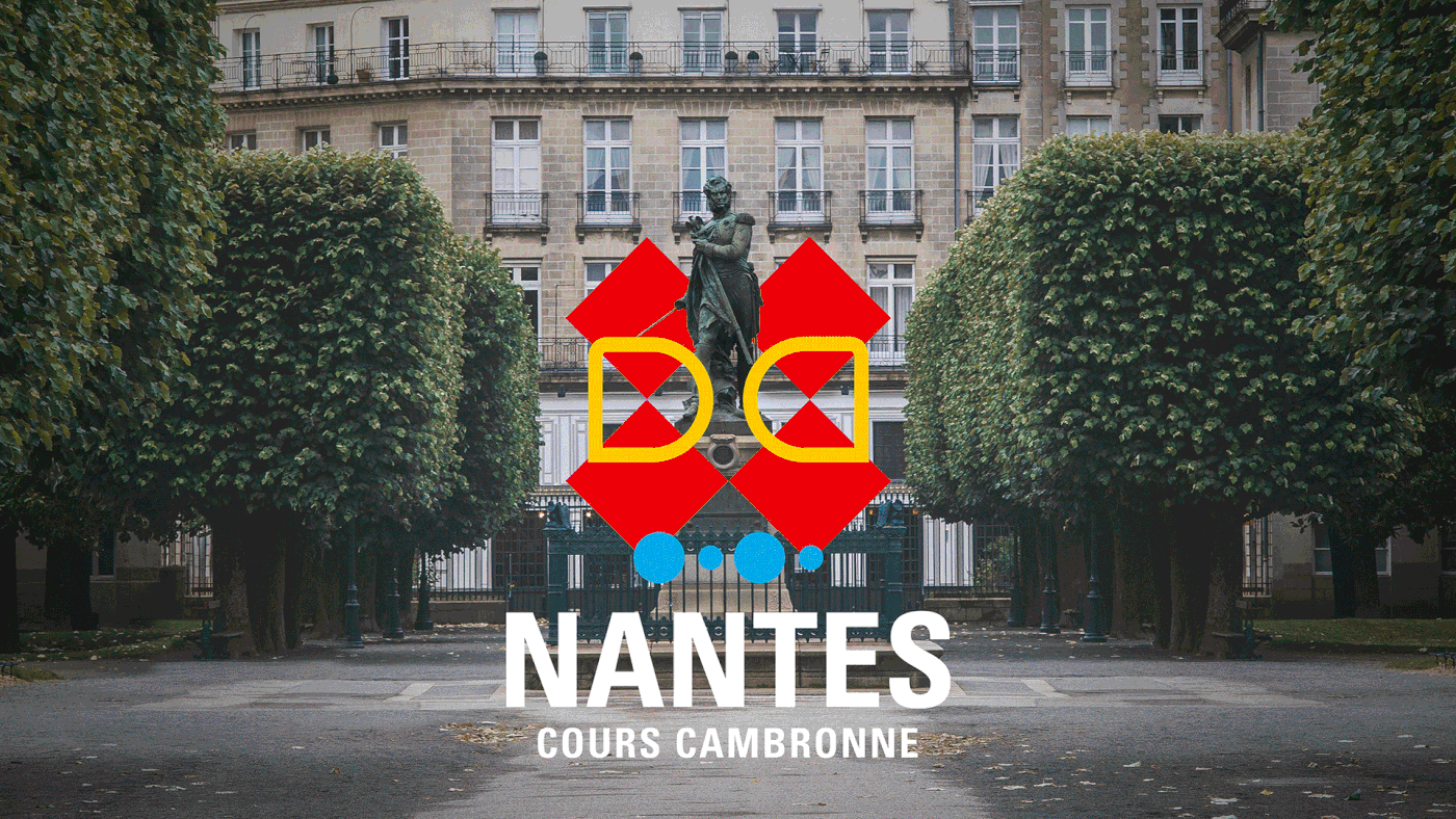Logos applied in corresponding picture of place in the city of Nantes