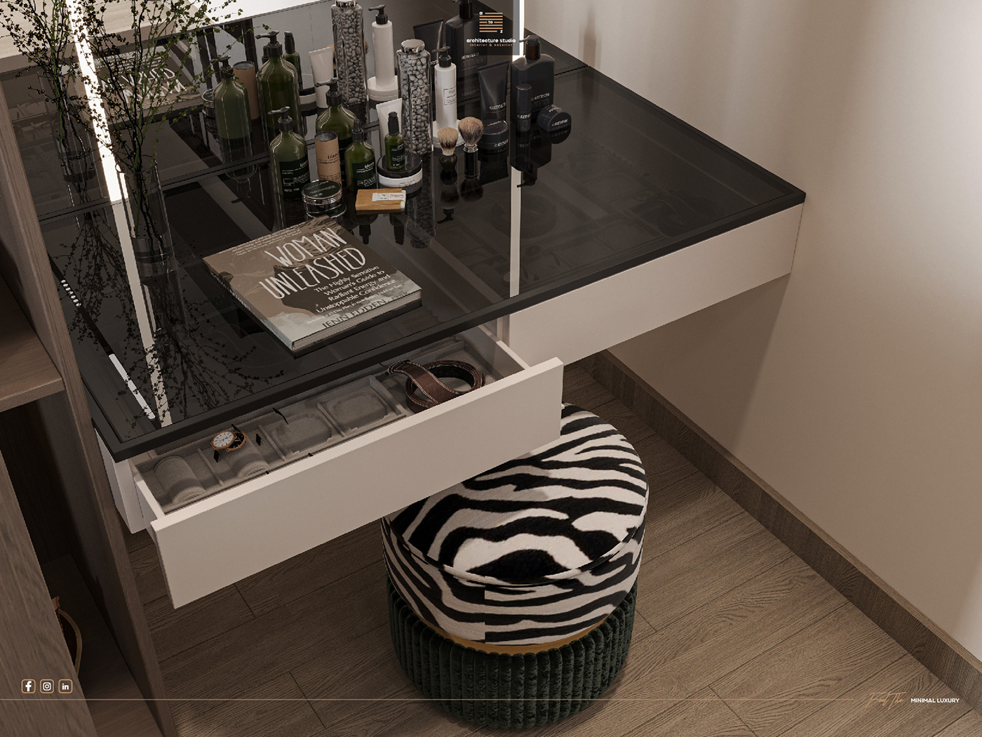 modern architecture visualization interior design  3ds max corona Render luxury master bedroom design