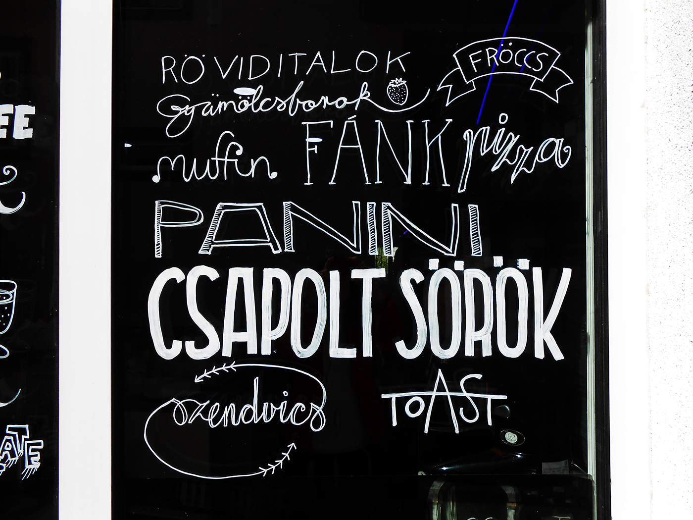 Calligraphy   Handlettering ILLUSTRATION  window pane frontage window cafe decorate window decorate cafe shop