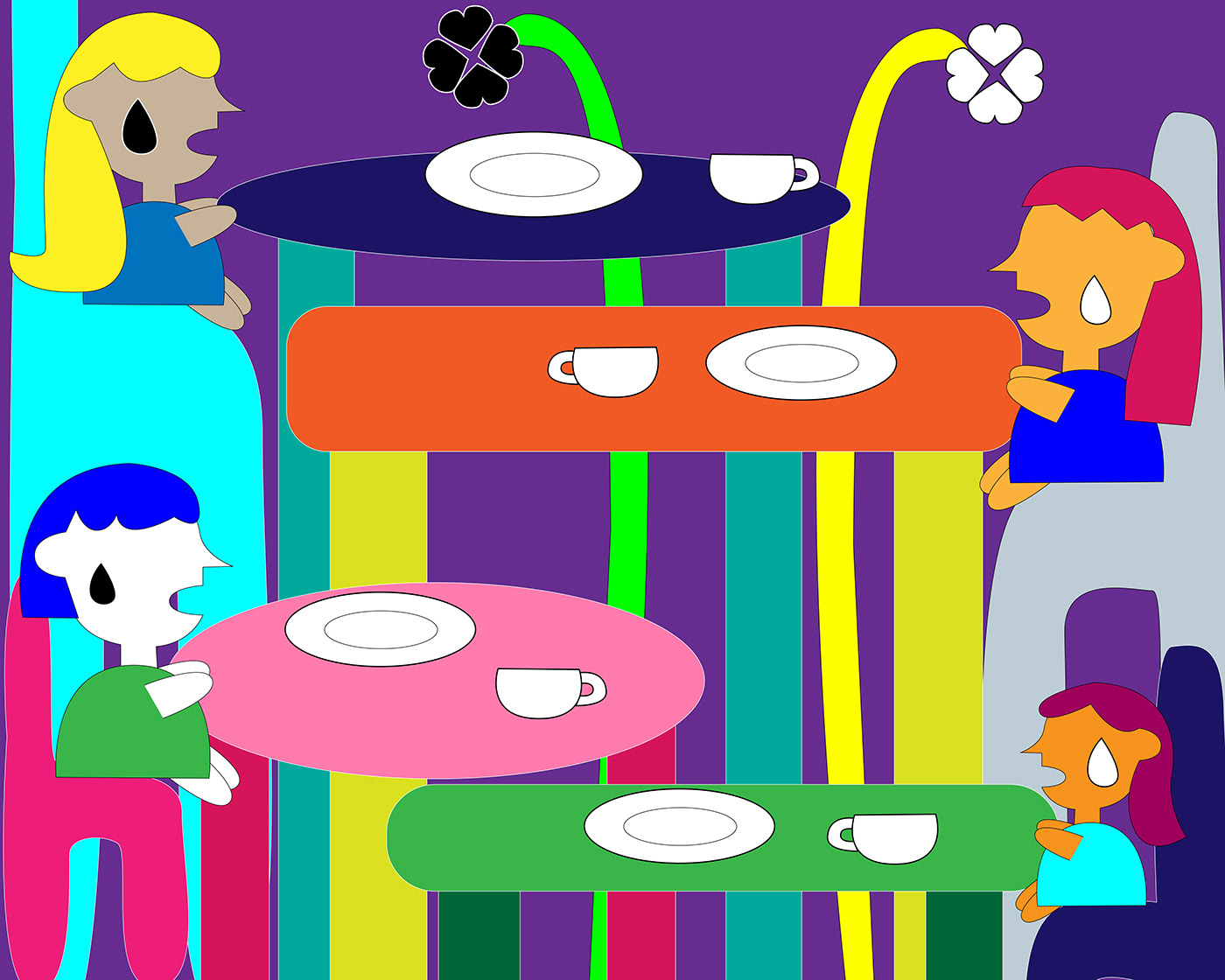 alone artwork color colorful Digital Art  feelings girls ILLUSTRATION  lonely meal