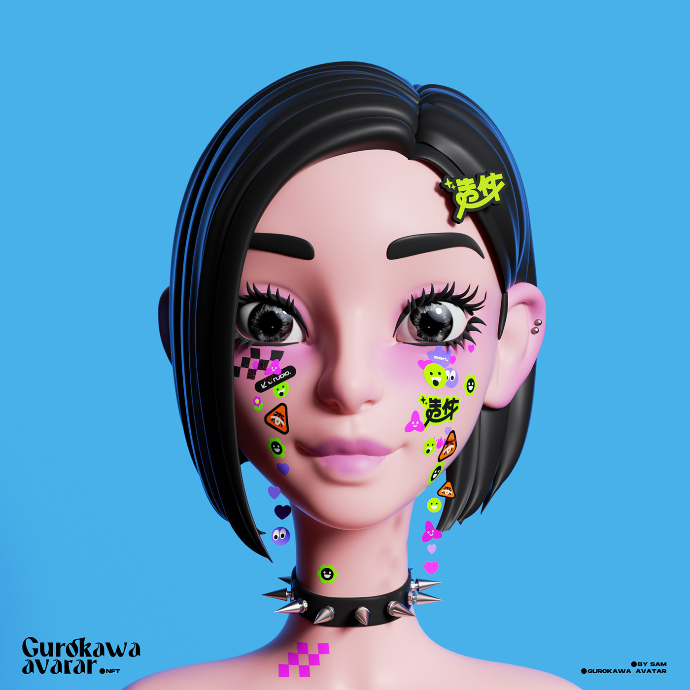 human face avatar nft 3D Digital Art  Character design  ILLUSTRATION 
