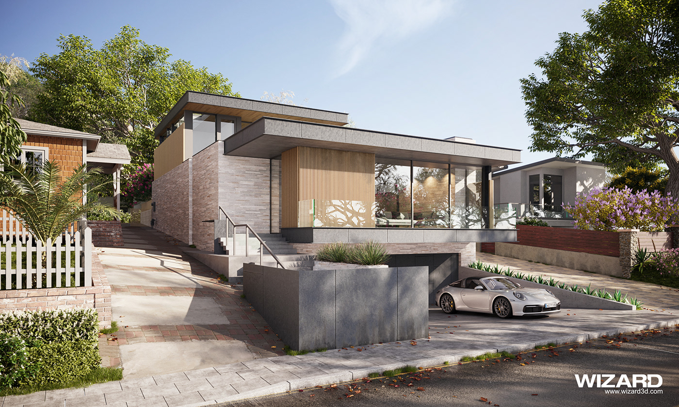 3ds max architecture archviz car exterior house Render road sunshine visualization