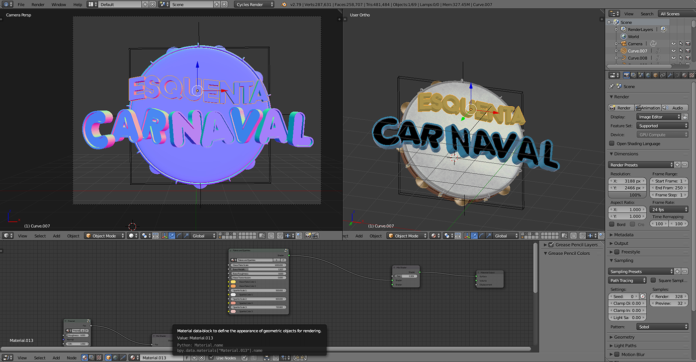 Carnaval Selo logo Ilustração 3D blender photoshop