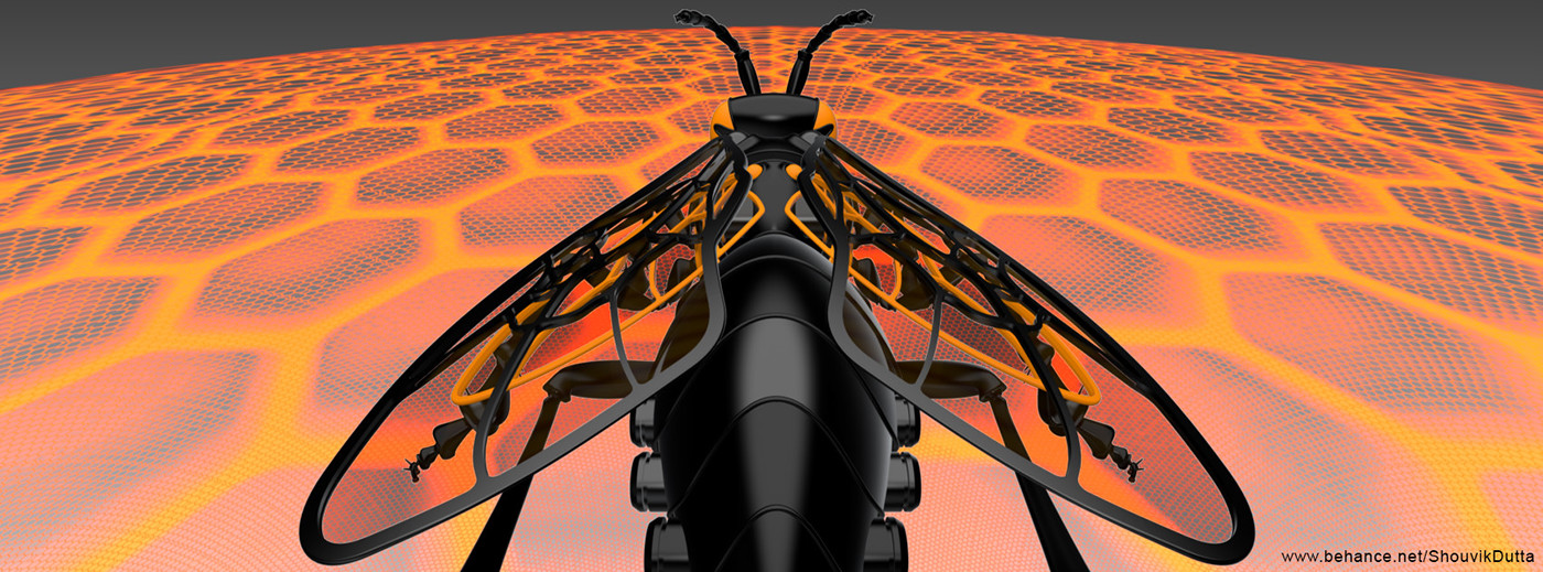 mecha bee robot drone future army stealth micro aerobot camera smoke Gas poison Alias VRED Autodesk defense