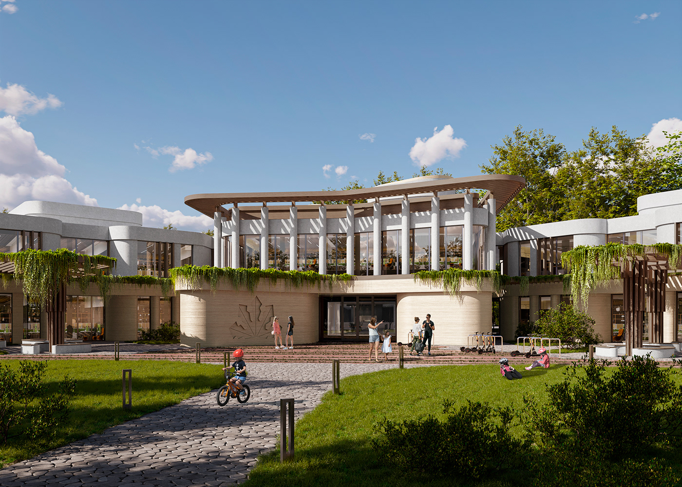 campus school archviz architecture visualization Render corona exterior Краснодар