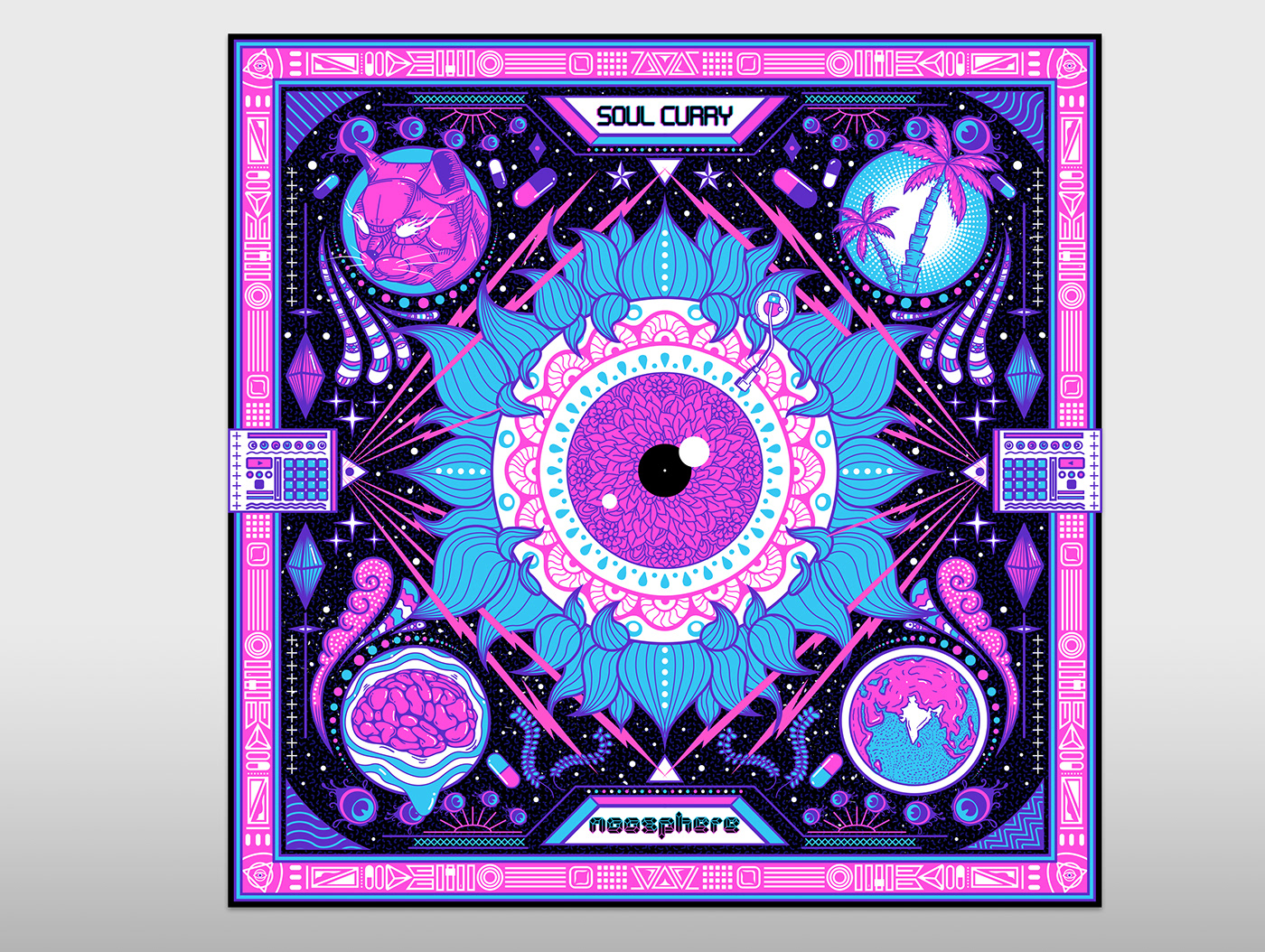 electronic music album art vinyl music India pop ILLUSTRATION  Fun Digital Art  psy