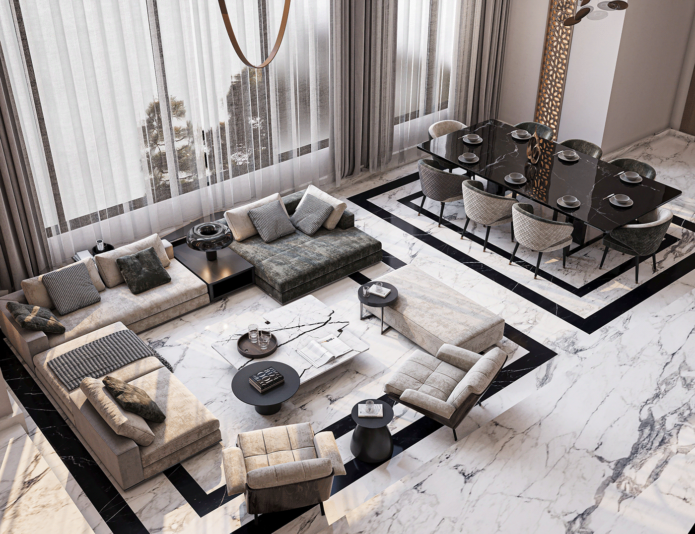 ILLUSTRATION  interior design  Render visualization archviz CGI architecture living room dining room living