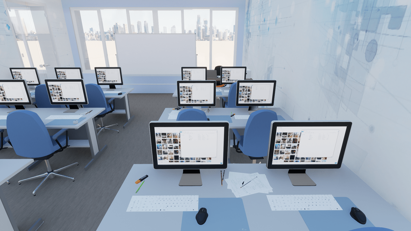 class room Office visualization 3D archviz