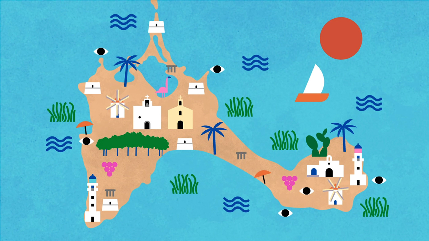 animation  beach formentera Holliday Island logo Ocean rebranding Sustainability tourism